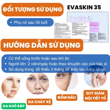 Evaskin 35 - Bổ Sung Collagen, Estrogen, Đẹp Da, Tăng Tính Đàn Hồi, Chống Lão Hóa, Sáng Da, (Hộp 30 Viên)[CHÍNH HÃNG] 4