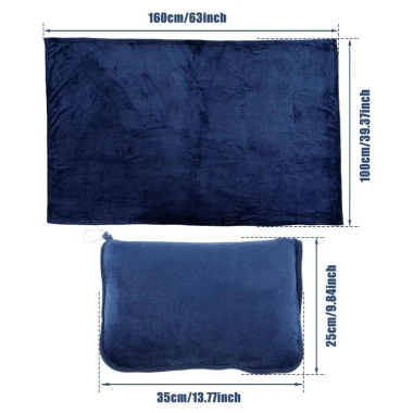 FOUNDTWO Nap Quilt, Bộ gối và chăn du lịch có thể gập lại ấm áp, Dây đeo hành lý chất lượng cao Thoải mái với túi đựng Gối ném mềm gia đình