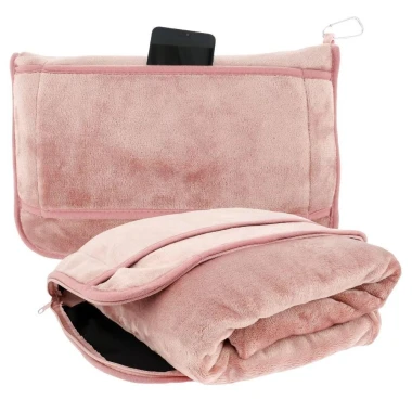 FOUNDTWO Nap Quilt, Bộ gối và chăn du lịch có thể gập lại ấm áp, Dây đeo hành lý chất lượng cao Thoải mái với túi đựng Gối ném mềm gia đình