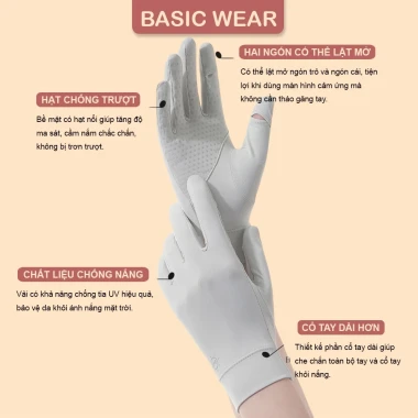 Găng Tay Chống Nắng UPF 50+ Chống Tia UV, Trượt, Dùng Màn Hình Cảm Ứng GT1 - Giảm 15% còn 65000đ 5