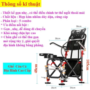 Ghế Câu Cá Địa Hình Siêu Bền KK19 - Giảm 116k Còn 580k, Full Phụ Kiện 3