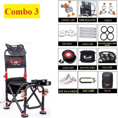 Ghế Câu Cá Địa Hình Siêu Bền KK19 - Giảm 116k Còn 580k, Full Phụ Kiện 15