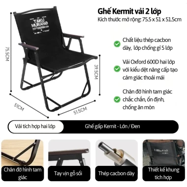 Ghế Kermit gấp gọn dã ngoại Takumaru - Khung thép carbon cao cấp, du lịch, cắm trại chỉ 430k 10 Ghế Kermit gấp gọn dã ngoại Takumaru - Khung thép carbon cao cấp, du lịch, cắm trại chỉ 430k 10