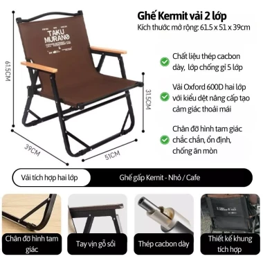 Ghế Kermit gấp gọn dã ngoại Takumaru - Khung thép carbon cao cấp, du lịch, cắm trại chỉ 430k 12 Ghế Kermit gấp gọn dã ngoại Takumaru - Khung thép carbon cao cấp, du lịch, cắm trại chỉ 430k 12