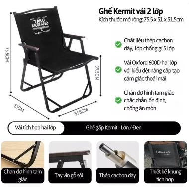 Ghế Kermit gấp gọn dã ngoại Takumaru - Khung thép carbon cao cấp, du lịch, cắm trại chỉ 430k 13 Ghế Kermit gấp gọn dã ngoại Takumaru - Khung thép carbon cao cấp, du lịch, cắm trại chỉ 430k 13