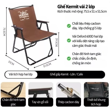 Ghế Kermit gấp gọn dã ngoại Takumaru - Khung thép carbon cao cấp, du lịch, cắm trại chỉ 430k 14 Ghế Kermit gấp gọn dã ngoại Takumaru - Khung thép carbon cao cấp, du lịch, cắm trại chỉ 430k 14