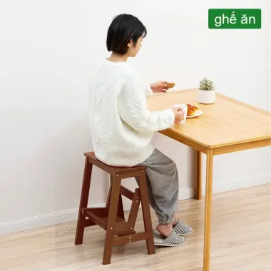 Ghế Thang Gấp 3 Bậc Đa Năng Gỗ Cao Su - Giá Tốt 495k Thay 628k - Thang Xếp Gọn Tiện Lợi 9
