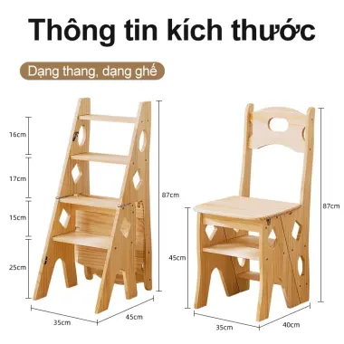 Ghế Thang Gấp 3 Bậc Đa Năng Gỗ Cao Su - Giá Tốt 495k Thay 628k - Thang Xếp Gọn Tiện Lợi 10