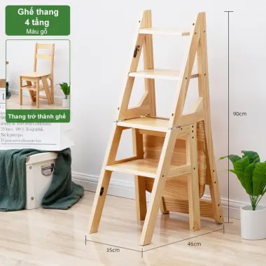 Ghế Thang Gấp 3 Bậc Đa Năng Gỗ Cao Su - Giá Tốt 495k Thay 628k - Thang Xếp Gọn Tiện Lợi 11