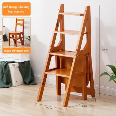Ghế Thang Gấp 3 Bậc Đa Năng Gỗ Cao Su - Giá Tốt 495k Thay 628k - Thang Xếp Gọn Tiện Lợi 12