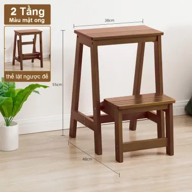 Ghế Thang Gấp 3 Bậc Đa Năng Gỗ Cao Su - Giá Tốt 495k Thay 628k - Thang Xếp Gọn Tiện Lợi 13