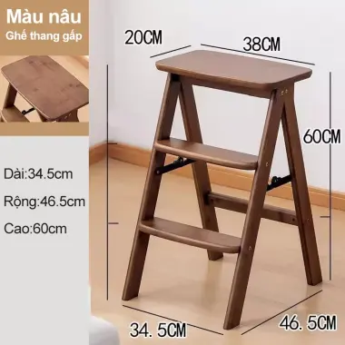 Ghế Thang Gấp 3 Bậc Đa Năng Gỗ Cao Su - Giá Tốt 495k Thay 628k - Thang Xếp Gọn Tiện Lợi 15