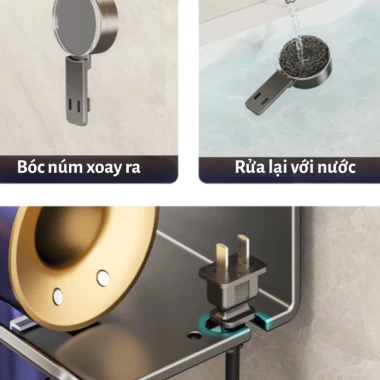 Giá Treo Máy Sấy Tóc Chân Không Dán Tường Chịu Lực 5kg Siêu Cứng Khe Cài Dây Điện