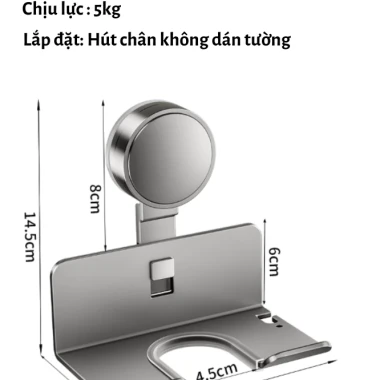 Giá Treo Máy Sấy Tóc Chân Không Dán Tường Chịu Lực 5kg Siêu Cứng Khe Cài Dây Điện