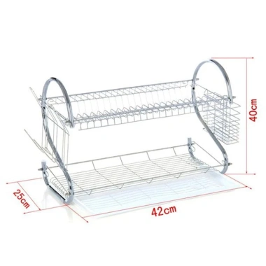Giá úp bát đĩa inox 2 tầng có khay hứng nước - Siêu bền, chỉ 149.900 đồng