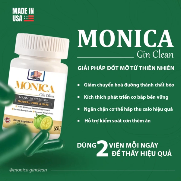 Hình ảnh sản phẩm Giảm Cân MONICA Chính Hãng Hộp 30 Viên Mẫu Mới - Hỗ Trợ Giảm Mỡ Cấp Tốc, Giá 235.000đ