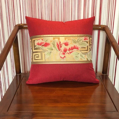 [Giao hàng tại nhà máy] Gối phong cách Trung Quốc Vỏ bọc ghế Sofa bằng gỗ gụ Gối thắt lưng phong cách Trung Quốc Gối tựa tay Satin cổ điển cao cấp có lõi 3