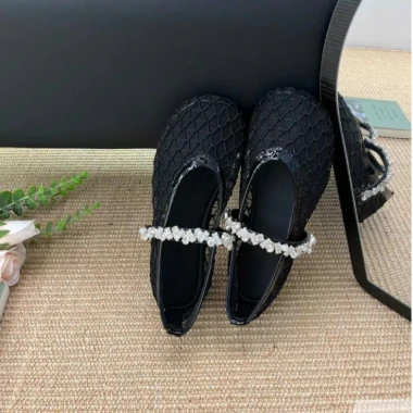 Giày Bệt Lưới Du Lịch Nữ Đế Cao Su Mềm Quai Ngang Đá Cực Xinh - Khuyến Mãi 110.000 VND 4