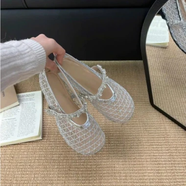 Giày Bệt Lưới Du Lịch Nữ Đế Cao Su Mềm Quai Ngang Đá Cực Xinh - Khuyến Mãi 110.000 VND 6