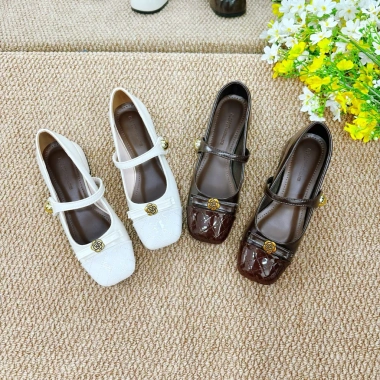 Giày búp bê nữ da mềm quai nơ hoa trà gót cao 3cm thanh lịch giá ưu đãi 240.000 6