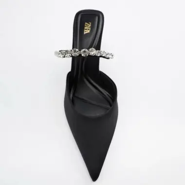 Giày Cao Gót Nữ Mũi Nhọn 7cm Quai Đính Đá Satin Giá Shock 295k Thay 365k 4