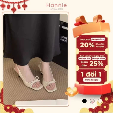 Giày Cao Gót Nữ Mũi Vuông Phối Nơ Hoa Nhí 7p Hannie - Giảm 40k (226.8k còn 180k) 2