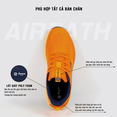 Giày chạy bộ Zoseo Airpath nam nữ, đế EVA nhẹ êm, nẩy mạnh, upper thoáng khí, size 35-45, 733.100 VND