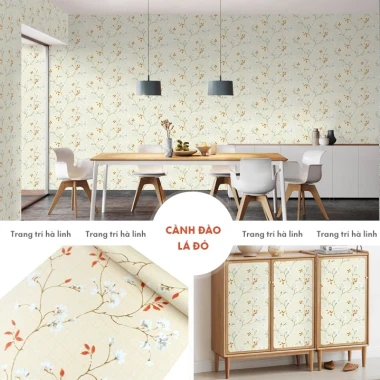 Giấy Dán Tường Cành Đào Lá Đỏ Retro Giá Rẻ Khổ 45cm Sẵn Keo Chỉ 18700đ 11