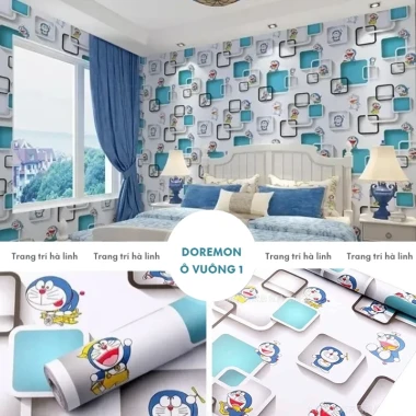 Giấy dán tường Doraemon Kitty vũ trụ cho phòng ngủ trẻ em giá rẻ chỉ 19700đ 12