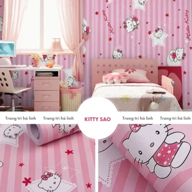 Giấy dán tường Doraemon Kitty vũ trụ cho phòng ngủ trẻ em giá rẻ chỉ 19700đ 57