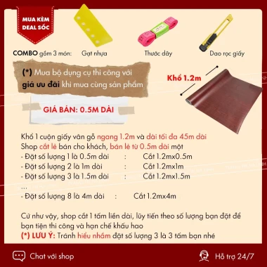 Giấy Dán Tường Giả Gỗ Chống Thấm Nước - Decal Vân Gỗ Dán Tủ Kệ Giá Rẻ 13500đ 3