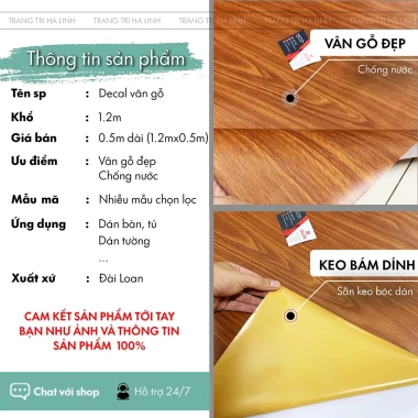 Giấy Dán Tường Giả Gỗ Chống Thấm Nước - Decal Vân Gỗ Dán Tủ Kệ Giá Rẻ 13500đ 4