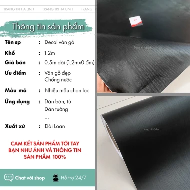 Giấy dán tường giả gỗ đen chống thấm, decal vân gỗ trang trí bàn tủ chỉ 11500đ 4