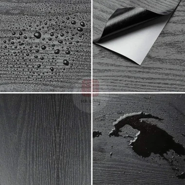 Giấy dán tường giả gỗ đen chống thấm, decal vân gỗ trang trí bàn tủ chỉ 11500đ 5