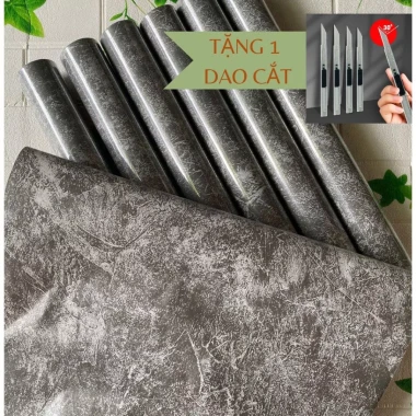 Giấy dán tường xi măng giá rẻ - COMBO 3 cuộn 10mx45cm, chống thấm PVC chỉ 145k