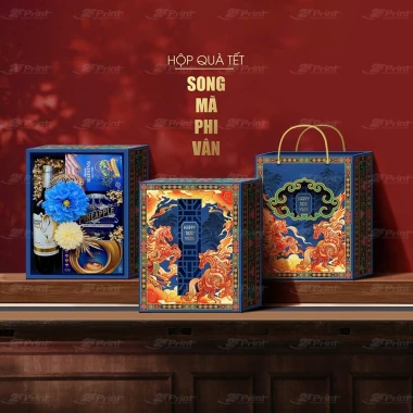 Giấy Đựng Quà Tết Cao Cấp Song Mã Phi Vân - Combo 10 Hộp, Túi Xách Sang Trọng Giá Rẻ Chỉ 486k