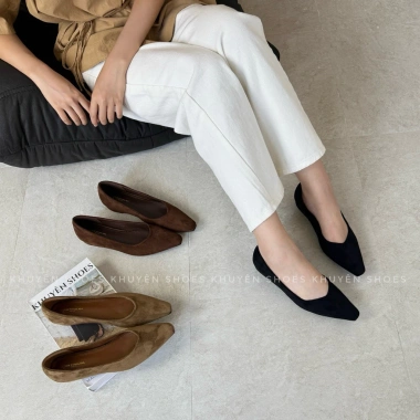 Giày mũi vuông độn đế da lộn BST Thu Đông 2.025 mã 550‑3 – Giá ưu đãi 449.000