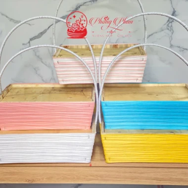 Giỏ Cắm Hoa Đựng Trái Cây Hình Thuyền Nhiều Màu, Quai Xách Tiện Lợi Quà Tặng 2