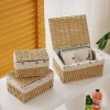 Giỏ mây có nắp đa năng – Đựng mỹ phẩm, đồ ăn vặt, decor bàn, lót vải vintage, chỉ 79k 4