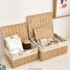 Giỏ mây có nắp đa năng – Đựng mỹ phẩm, đồ ăn vặt, decor bàn, lót vải vintage, chỉ 79k 5