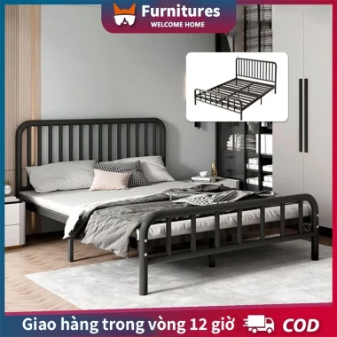 Giường Sắt 1-1.8m Không Formaldehyde Thép Cứng Ổn Định Cao Khung Giường Sắt Giá Tốt 872k 2