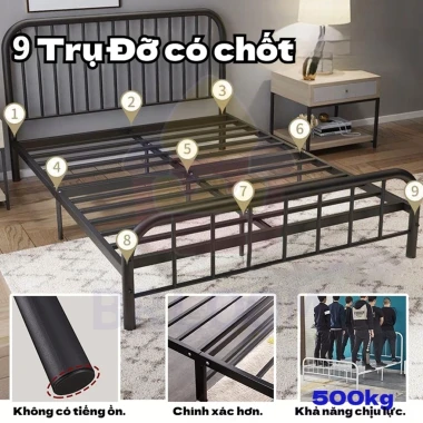 Giường Sắt 1-1.8m Không Formaldehyde Thép Cứng Ổn Định Cao Khung Giường Sắt Giá Tốt 872k 4