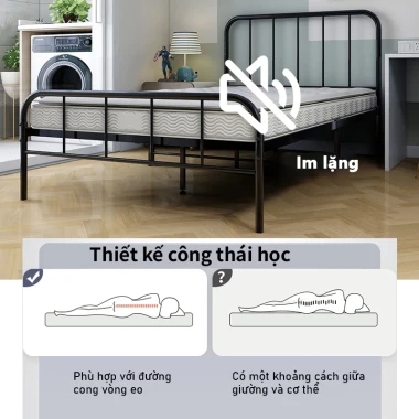 Giường Sắt 1-1.8m Không Formaldehyde Thép Cứng Ổn Định Cao Khung Giường Sắt Giá Tốt 872k 8