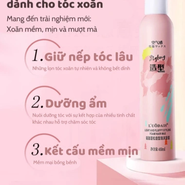 Gôm mềm keo xịt giữ nếp tóc nữ và keo bọt tạo kiểu tóc xoăn nam 420ml-450ml - Chính hãng 69k