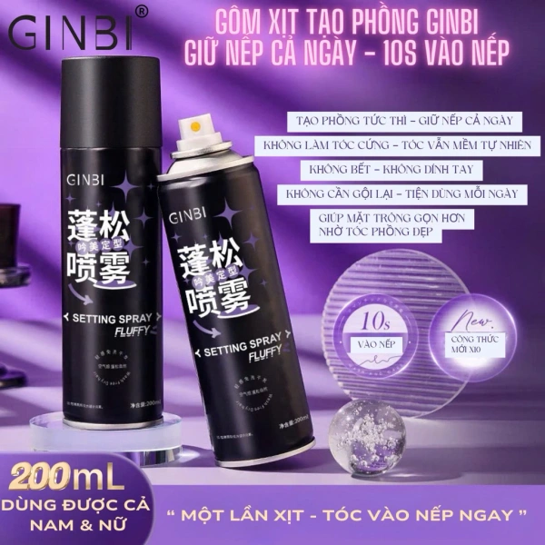 Trải nghiệm thực tế: Giữ nếp không bết với Gôm xịt tóc Ginbi 200ml