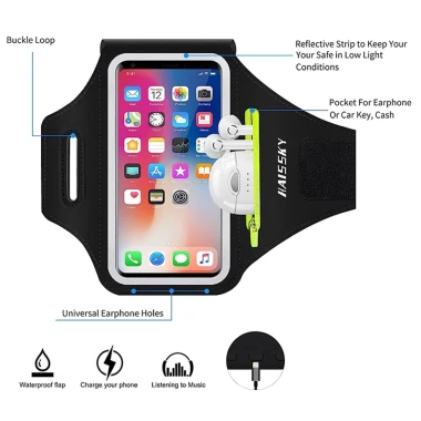 Haissky Túi Đựng Điện Thoại Có Khóa Kéo Đeo Cánh Tay Cho iphone 15 14 13 12 11 pro max samsung s23 ultra xiaomi hauwei oppo vivo 4