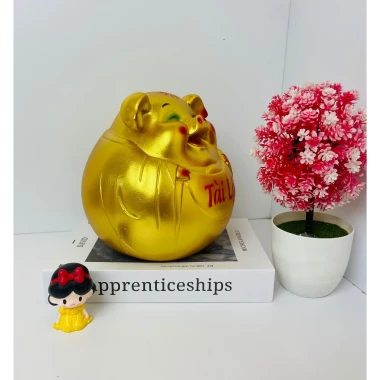 Heo Đất Lợn Đất Tiết Kiệm Heo bụng bự Tài Lộc Màu Vàng Đồng, Phong Thủy,Trang Trí Quà Tặng HĐ54 6