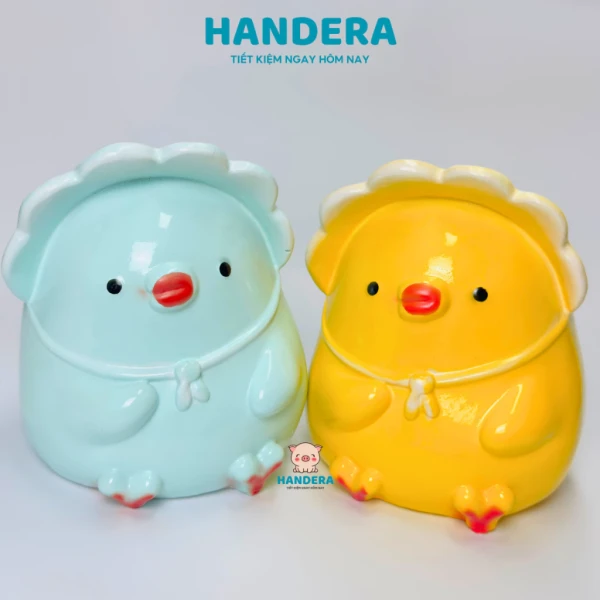 Heo đất ống heo tiết kiệm đựng tiền lỗ tròn gà đội nón size to cute đáng yêu LD38 – HANDERA