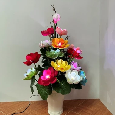 Hoa Mộc Lan Decor 15 bông - Chậu trang trí có đèn phát sáng, giá ưu đãi 625k 3
