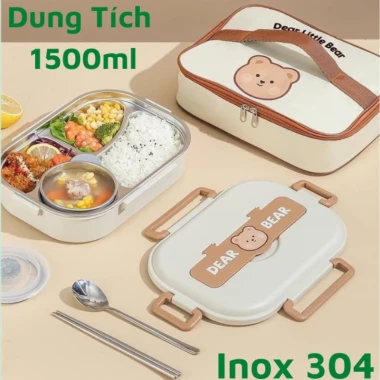 Hộp Cơm Giữ Nhiệt 4 Ngăn Dear Bear Inox 304 Cao Cấp - Giảm 23% Chỉ 185.000đ 2